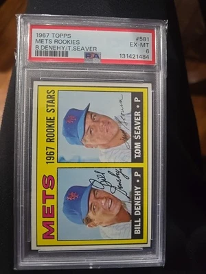 1967 Topps Mets Rookie Stars (Bill Denehy Tom Seaver) RS, RC PSA 6  Foto 1 de 2