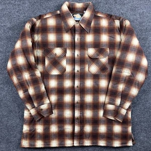 Vintage Arctic Circle Men's Flannel Button Up Shirt Size XL Brown Plaid - Picture 1 of 6