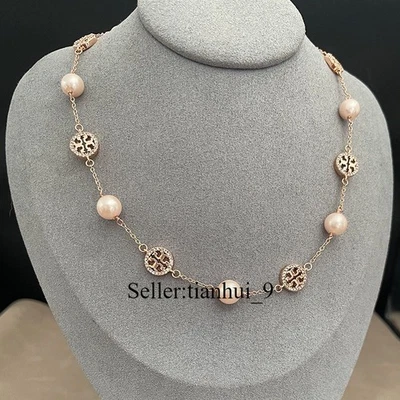 New! Tory Pavé Chain Rose Gold Choker Necklace with Jewelry Pouch Size:40.5cm - Image 1 of 2