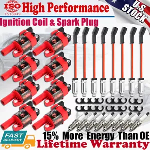 Round Ignition Coil + Iridium Spark Plug + Wire set for Chevrolet Corvette UF414 - Picture 1 of 12