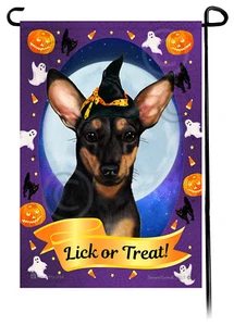 Halloween Garden Flag - Black and Tan Chiweenie - Picture 1 of 1