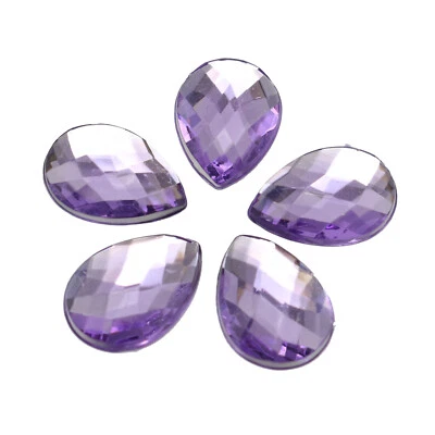 100 Flatback Acrylic Rhinestone TearDrop Gem Bead 13X18mm No Hole Wholesales - Image 1 of 4