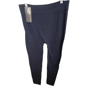 Sofra NWT One Size Plus Size Navy Blue Fleece Lined Stretch Seamless Leggings - Picture 1 of 9