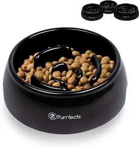 Black Slow Feeder Dog Bowl Purrfects (Small) - Picture 1 of 6