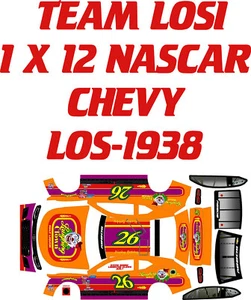 TEAM LOSI 1938 1X12 NASCAR RICKY BOBBY CLOWN DECAL WRAP KIT CHEVY BODY ONLY - Picture 1 of 3