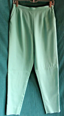 NUEVO CON ETIQUETAS VALE Aqua Doupioni Seda Pierna Recta Pantalones Bolsillos 4P Cremallera Lateral Elegante Foto 1 de 4