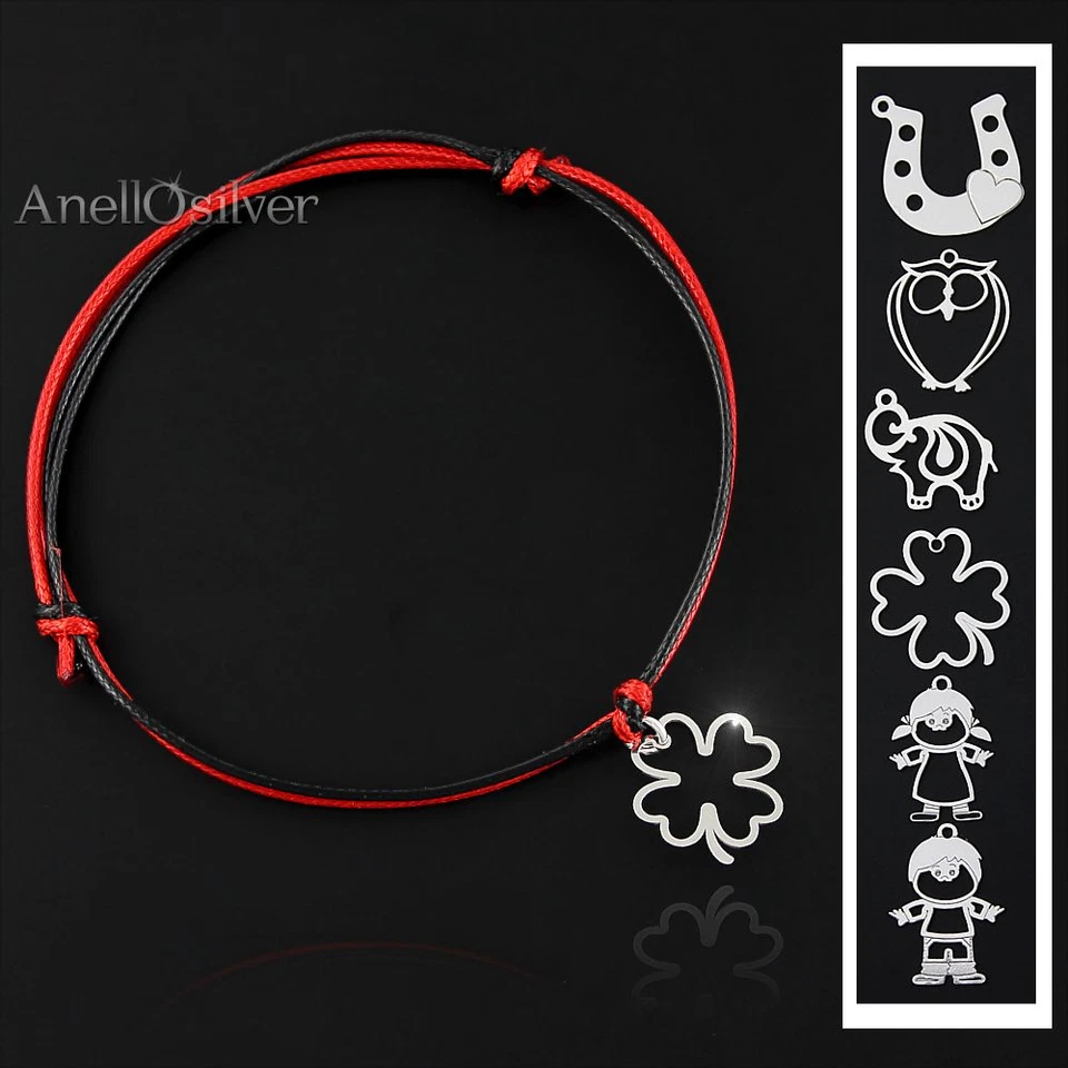 Armband Schnur Textil Seil mit Sterling Silber 925 Charms 6 modell zu Auswahl - Bild 1 von 1