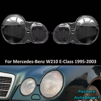 For Benz W210 E-Class 1995-2003 Headlight Lens Headlamp Shell Clear Cover Pair - Imagem 1 de 4