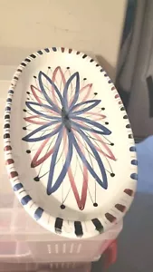 Rye Pottery Oval Dish Pink And Purple Clyne Made England Isle Of White 10.5 CM L - Picture 1 of 8