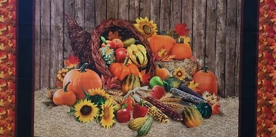 Panel de tela impreso digitalmente por Elizabeth Studio 23"L X 44"W Acción de Gracias Otoño Foto 1 de 4