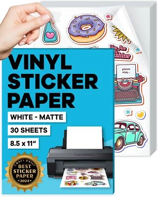 Sticker Paper for Inkjet Printer - 30 Sheets 8.5 x 11" Letter Size Matte Stic... - Image 1 of 4
