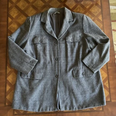 Vintage Marina Rinaldi Max Mara Tweed Blazer Plus Size 31 22-24W Herringbone Foto 1 de 4