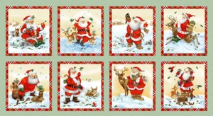 Tessuto Amici di Babbo Natale 24" X 44" Pannello Animali Natalizi Cotone di Henry Glass - Foto 1 di 1