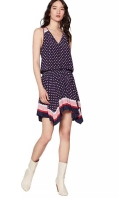 Blusa Joie Ginabel 100% Seda Pañuelo Dobladillo Vestido Estampado Geométrico Talla S Nuevo con Etiquetas Foto 1 de 4