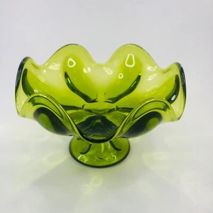 Compota de seis pétalos de vidrio Viking verde aguacate #1434 introducción 1964 - Imagen 1 de 8