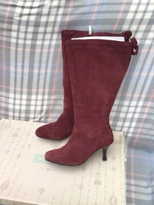 Duo Kirov Wide Calf Boots. Burgundy Suede Size 4 - Picture 1 of 7