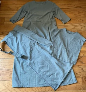 Amish Mennonite Dress 44” Bust/38” Waist *Pullover W/Cape & Apron Blue Gray - Picture 1 of 9