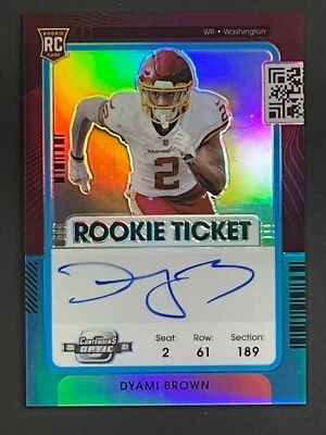 2021 Panini Contenders Optic Dyami Brown #125 Blue Prizm Rookie RC Auto 86/99 - Image 1 of 2