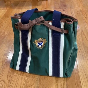 Borsa vintage Polo Ralph Lauren tote cintura fibbia taglia OS modello a righe - Foto 1 di 9