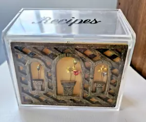 Vintage Victor Goldman Clear Plastic Recipe Box with Faux Wood Window & 13 Cards - Picture 1 of 10