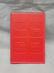 Genuine Leather Passport Cover Wallet Holder plane train ship car red # 4496 - Picture 1 of 6