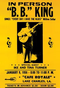 B.B. King Concert Poster, Blues Music, Lake Charles, Louisiana - Picture 1 of 1