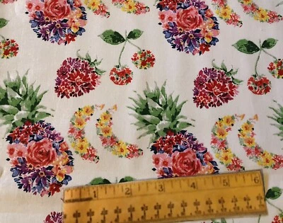 FQ Flor Fruta Plátano Piña Cereza Fresa Algodón Tela Cuarto Graso Foto 1 de 4