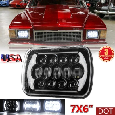 DOT 7x6" LED Headlight DRL High Low Beam For Chevrolet Monte Carlo 1978 1979 Foto 1 de 4