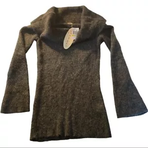 Glimmer Heather Brown Cowl Neck Flare Sleeve Long Sweater Women Sz M Mohair NWT - Picture 1 of 7