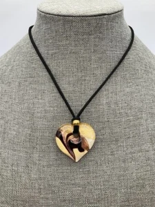 Collar corazón de vidrio veneciano soplado oro cobre vidrio artístico Italia - Imagen 1 de 6