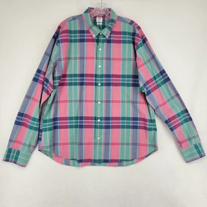 Bonobos Mens Shirt Size XXL Green Pink Button Up Plaid Long Sleeve Slim Cotton - Picture 1 of 8