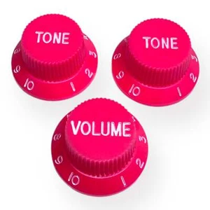 AxLabs Strat-Style Knob Kit (3) - Pink w/ White Font - Picture 1 of 1