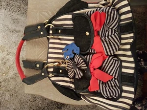 Next Navy And White Striped Bag With Red Accents - Picture 1 of 8