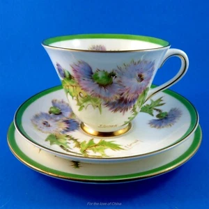 Art Deco Royal Doulton "Glamis Thistle" Tea Cup, Saucer and Plate Trio Set - Picture 1 of 8