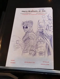 SMALL BATMAN AND ROBIN-HAND DRAWN & SIGNED/TOM POLLOCK JR W/COA - Picture 1 of 1