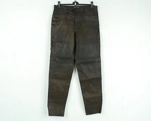 Mens W34 Faux Leather EU 50 Pants M Black Straight Trousers Moto Biker VTG - Picture 1 of 10