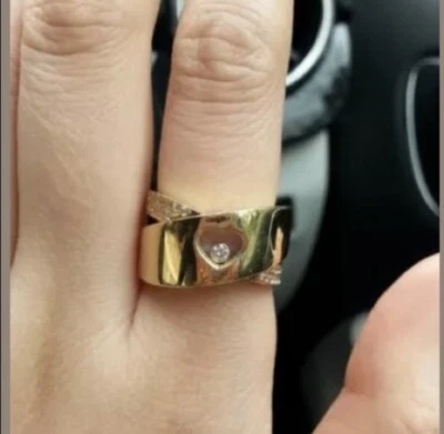 New Authentic Chopard Happy Diamond Heart Ring 18k Yellow Gold in Box Size 6 - Image 1 of 4