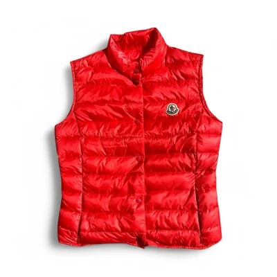 Auténtico Moncler Chaleco Ligero Chaqueta Sin Mangas Coral Rosa Parche Logo Abotonado si Foto 1 de 4