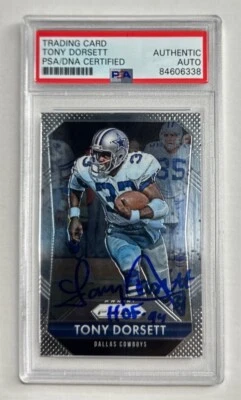 Tony Dorsett Signed 2015 Panini Prizm Card #33 Cowboys 'HOF 94' Slabbed PSA - Image 1 of 2
