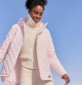Lands' End Women's FeatherFree Puffer Insulated Jacket PINK Medium NEW Hooded - Picture 1 of 13