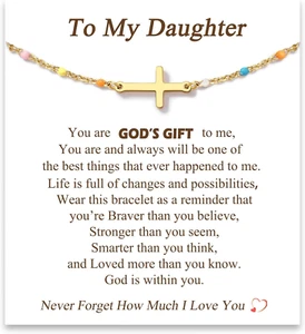 Cross Bracelet for Women, Christian Gifts Religious Jewelry - First Communion, C - Picture 1 of 12