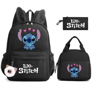 3Pcs/set Lilo Stitchs Backpack Lunch Bag Rucksack Women Casual School Bag Kids - Picture 1 of 65
