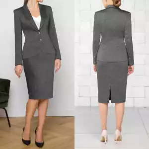 Tuta donna pizzo risvolto gonna gluteo formale business ufficio casual 2 pezzi - Foto 1 di 12