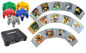Nintendo 64 Konsole mit Spiele N64 Set Controller Super Mario Kart Party Zelda - Bild 1 von 36