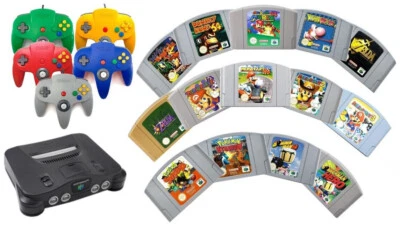 Nintendo 64 Konsole mit Spiele N64 Set Controller Super Mario Kart Party Zelda - Bild 1 von 4