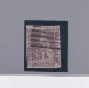 1851 Tosacana: 9cr. bruno violaceo su grigio (N°8) con grandi margini (339/s85) - Imagen 1 de 1