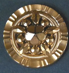 Bb Allover Gold Glanz Antik SCHWARZ GLAS KNOPF Stern Groß ALT - Bild 1 von 2