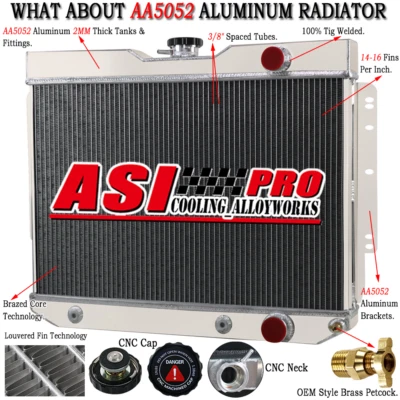 For 1959-1963 Chevy Impala 1960-1965 Chevy Biscayne Aluminum 4 ROW Core Radiator - Image 1 of 4