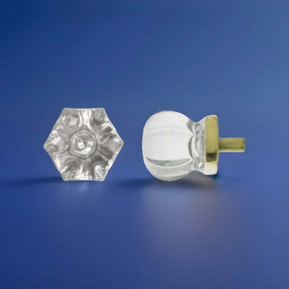 (LOTE 10) Latón Pulido Sin Lacar Victoriano VIDRIO Y LATÓN CAJÓN TIRADOR 7/8" Foto 1 de 1