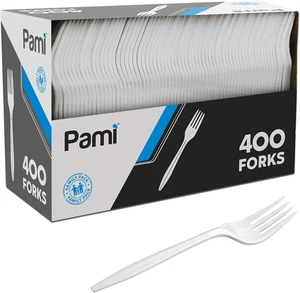 Disposable Forks Medium Weight Plastic Forks Bulk Utensils, 400-Pack - Picture 1 of 12
